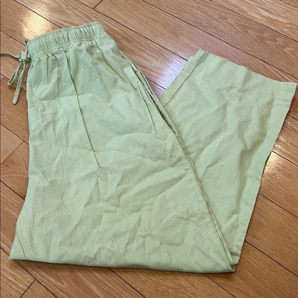 Liz Baker Light Green Linen Pants Size L